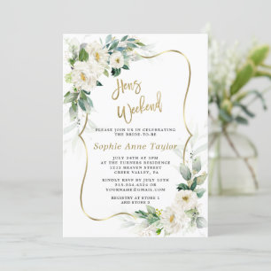 Chica vita blommor guld höns möhippa  inbjudningar
