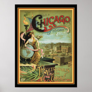 Chicago 1893 "metropolis av väster" 12 x 16 poster