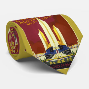 Chicago 1933 World's Fair Travel Poster Neck Tie Slips