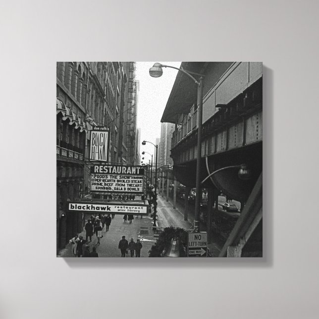 Chicago 1960's Blackhawk Restaurant Sign Street Canvastryck (Framsida)