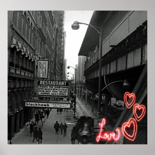 Chicago 1960's Blackhawk Restaurant Sign Street Poster