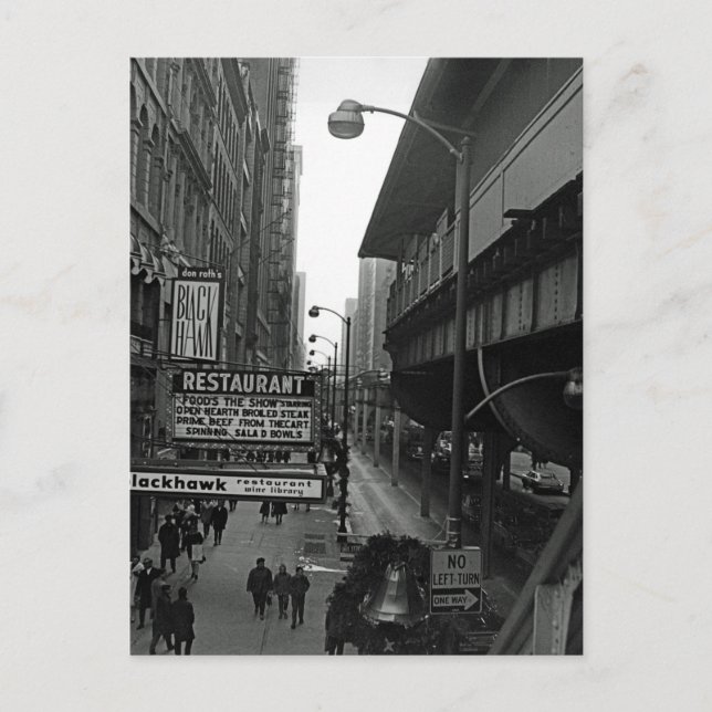 Chicago 1960's Blackhawk Restaurant Sign Street Vykort (Framsida)