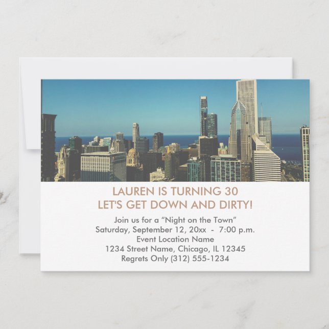 Chicago 30års födelsedag-inbjudningar inbjudningar (Framsida)