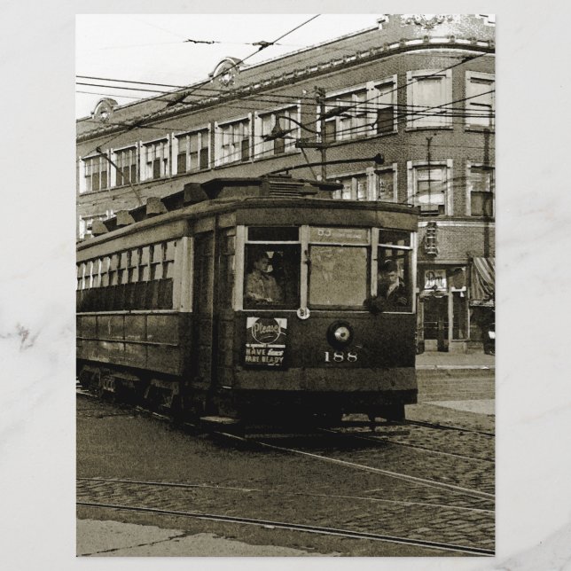 CHICAGO 63RD OCH WESTERN 1952 TROLLEY ART SEPIA (Framsida)