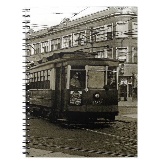CHICAGO 63RD OCH WESTERN 1952 TROLLEY ART SEPIA ANTECKNINGSBOK (Framsidan)