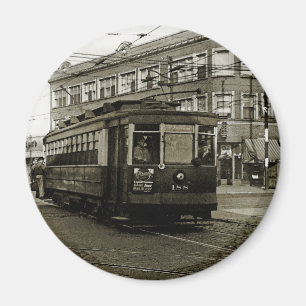 CHICAGO 63RD OCH WESTERN 1952 TROLLEY ART SEPIA MAGNET