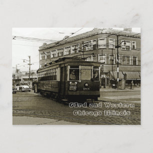 CHICAGO 63RD OCH WESTERN 1952 TROLLEY ART SEPIA VYKORT