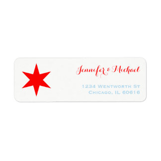 Chicago 6-potonad Star-etikettmall | Röd blå Returadress Etikett