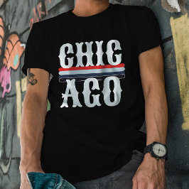 Chicago: 80-talets vintage Red Blue and white rand T Shirt
