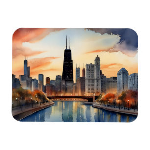 Chicago akvarell konst magnet
