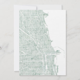Chicago akvarellkarta havsglas blågrön