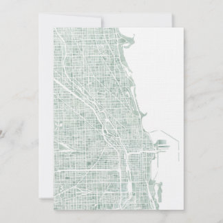 Chicago akvarellkarta havsglas blågrön