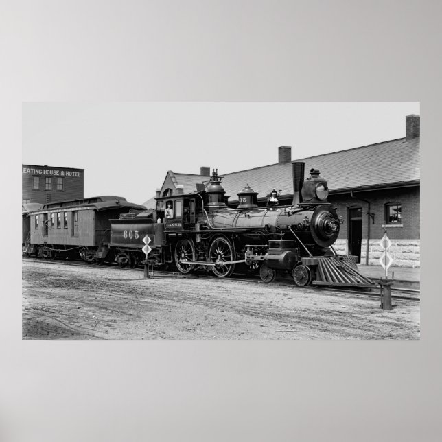 CHICAGO and NORTHWESTERN RAILROAD STEAM LOCOMOTIVE Poster (Framsidan)