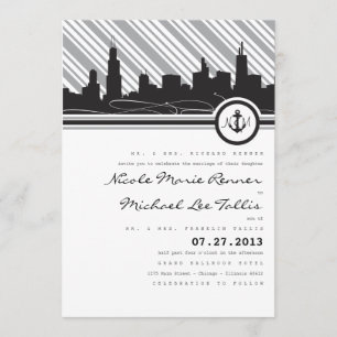 Chicago ankrar Monogrambröllopinbjudan Inbjudningar