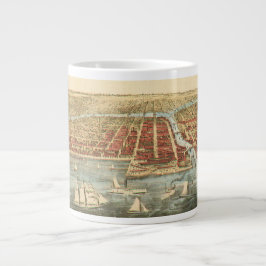 Chicago Antique Karta, LaSalle Street och River Jumbo Mugg