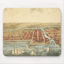 Chicago Antique Karta, LaSalle Street och River