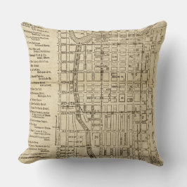 Chicago Antique Rustic Karta i Downtown Illinois Kudde