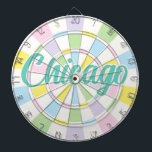 Chicago Aquamarine Text on White And Pastel Colors Darttavla<br><div class="desc">Chicago Aquamarine Colored Text on White And Pastel Colors Dart Board Game Including 6 Brass Darts 🎯Personalize with your text or name by selecting the personalization option. Please let me know if you have additional questions and because Zazzle's customer support handles the customer experience you may reach Zazzle customer support...</div>