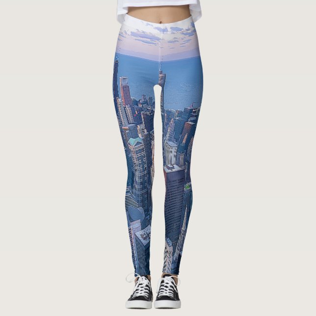Chicago Architectural Byggnad Artwork| Leggings (Framsida)