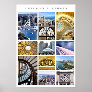 Chicago arkitektur - kort av Chicago, IL Poster