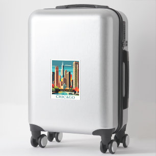 Chicago art deco-illustration klistermärken