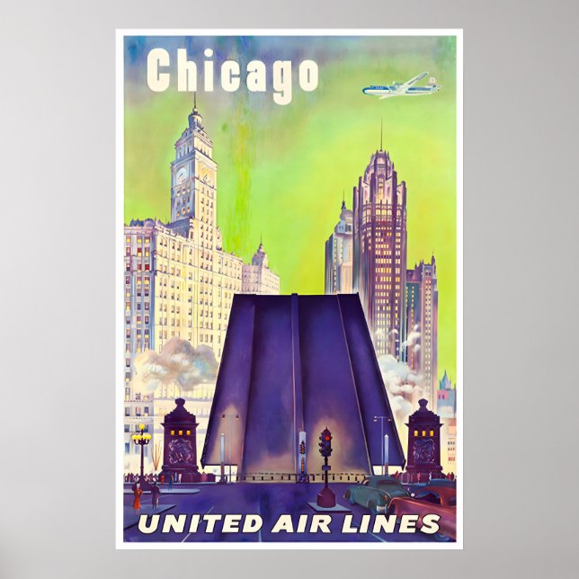 Chicago Art Illinois Resa Poster Förenade Turism (Framsidan)
