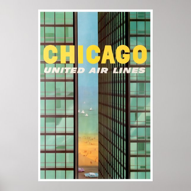 Chicago Art Illinois Utskrift Förenade Resor Affis Poster (Framsidan)