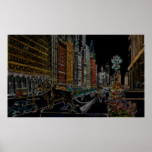 CHICAGO ART INSTITUTE LEJON MICHIGAN AVE NEON 1930 POSTER