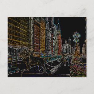 CHICAGO ART INSTITUTE LEJON MICHIGAN AVE NEON 1930 VYKORT