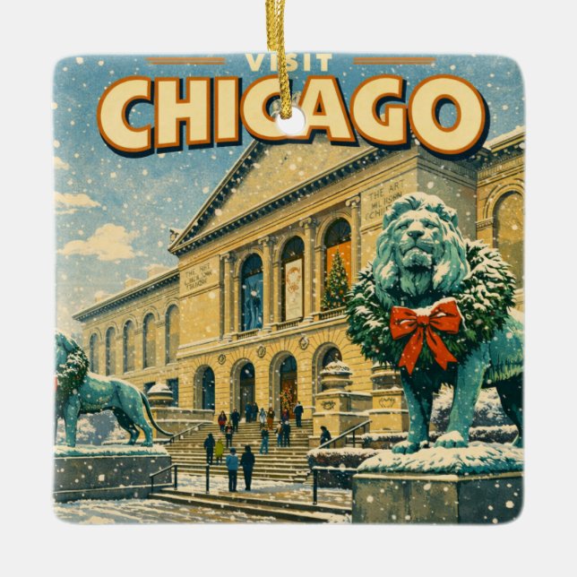 Chicago Art Institute vinteraffisch Julgransprydnad Keramik (Framsida)