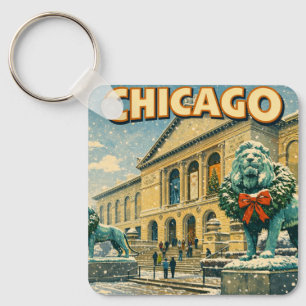 Chicago Art Institute vinteraffisch Nyckelring