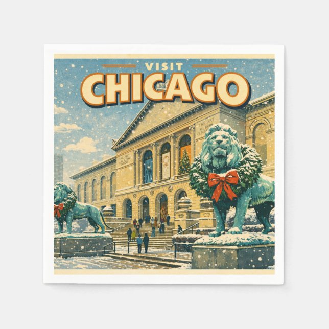 Chicago Art Institute vinteraffisch Pappersservett (Framsidan)