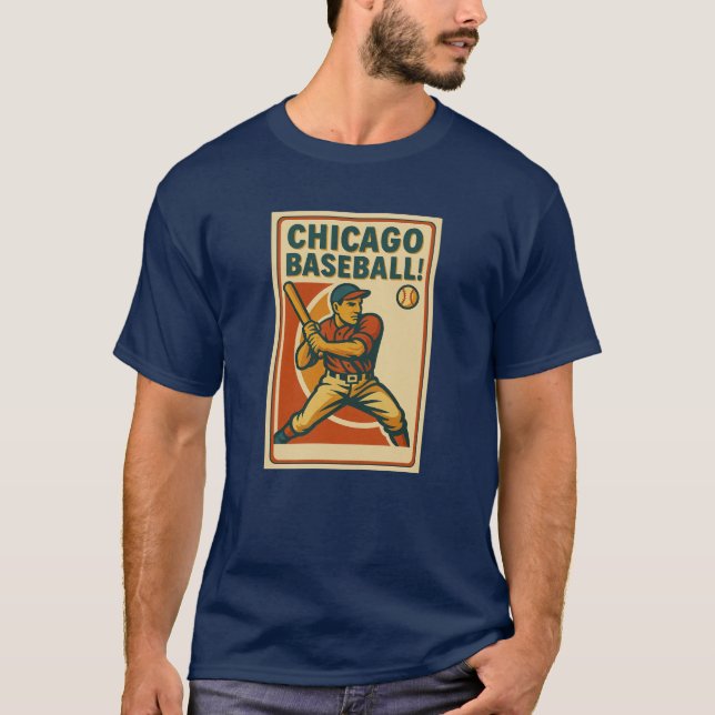 Chicago Baseball! Mörk T-shirt (Framsida)