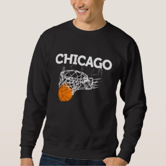 Chicago Basketball B Boll City Illinois Retro Chic Lång Ärmad Tröja