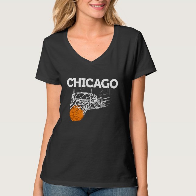 Chicago Basketball B Boll City Illinois Retro Chic T Shirt (Framsida)