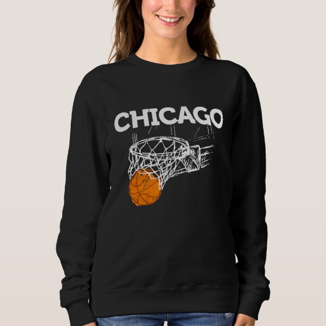 Chicago Basketball B Boll City Illinois Retro Chic T Shirt (Framsida)