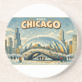 Chicago Bean in Winter coaster Underlägg