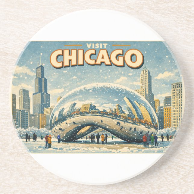 Chicago Bean in Winter coaster Underlägg (Framsidan)