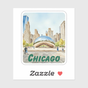 Chicago Bean Watercolor Klistermärken