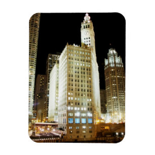 Chicago berömd landmark på natten magnet