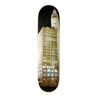Chicago berömd landmark på natten mini skateboard bräda 18,7 cm