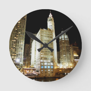 Chicago berömd landmark på natten rund klocka