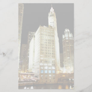 Chicago berömd-landmärke nattetid brevpapper