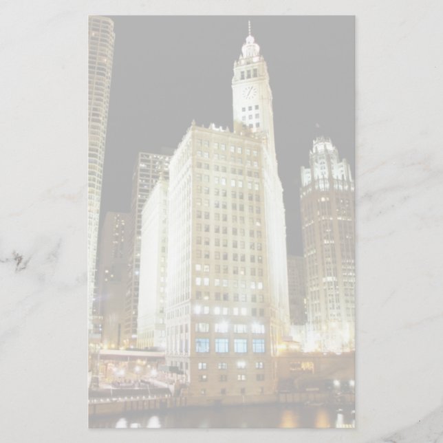 Chicago berömd-landmärke nattetid brevpapper (Framsida)