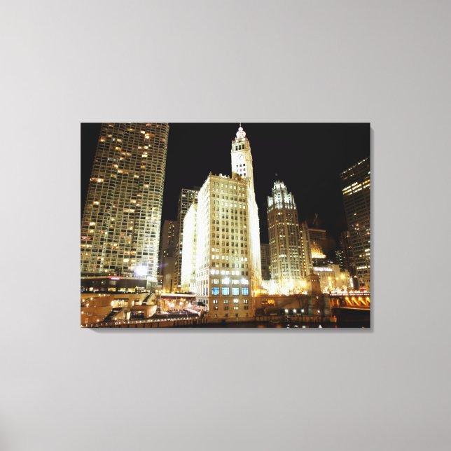 Chicago berömd-landmärke på natten canvastryck (Framsida)
