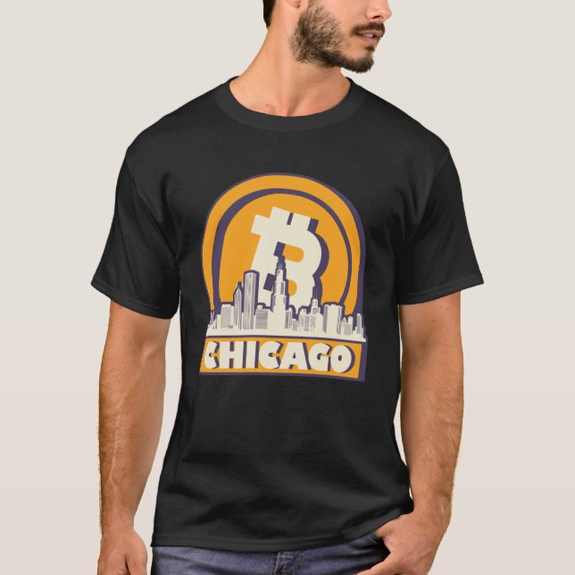 Chicago Bitcoin Maximalist Bitcoin Chicago Skylin T Shirt (Framsida)