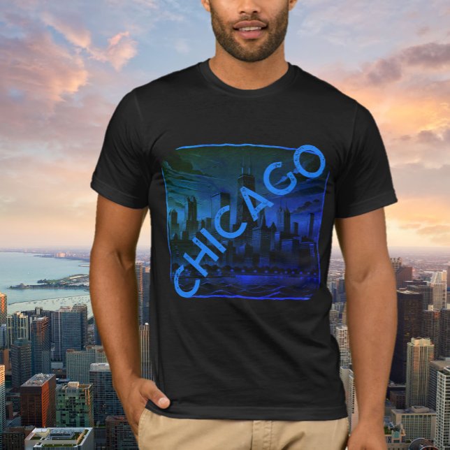 Chicago Black Blue Namn Graphic T-Shirt (Skapare uppladdad)