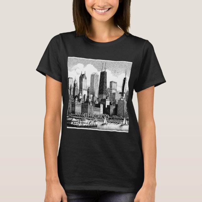 Chicago Black White Graphic T-Shirt (Framsida)