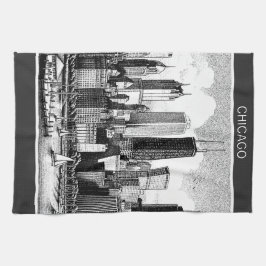 Chicago Black White Kökshandduk