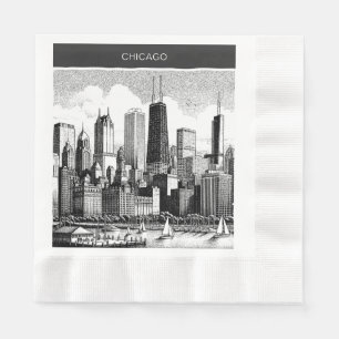 Chicago Black White Pappersservett